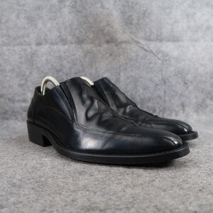 John Fluevog Shoes Mens 7.5 Loafer Slip On Black Leather Diamond Classic Vintage